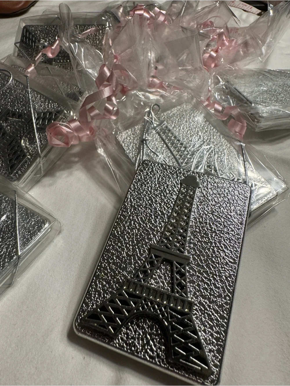 Silver Tone Eiffel Tower compact 2 sided mirror